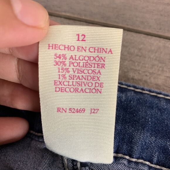 Faded Glory Girls Boot Cut Jeans 12 Stretch Embroidered Pockets Adjustable Waist - Picture 7 of 13